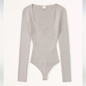 Abercrombie & Fitch Gray Ribbed Bodysuit